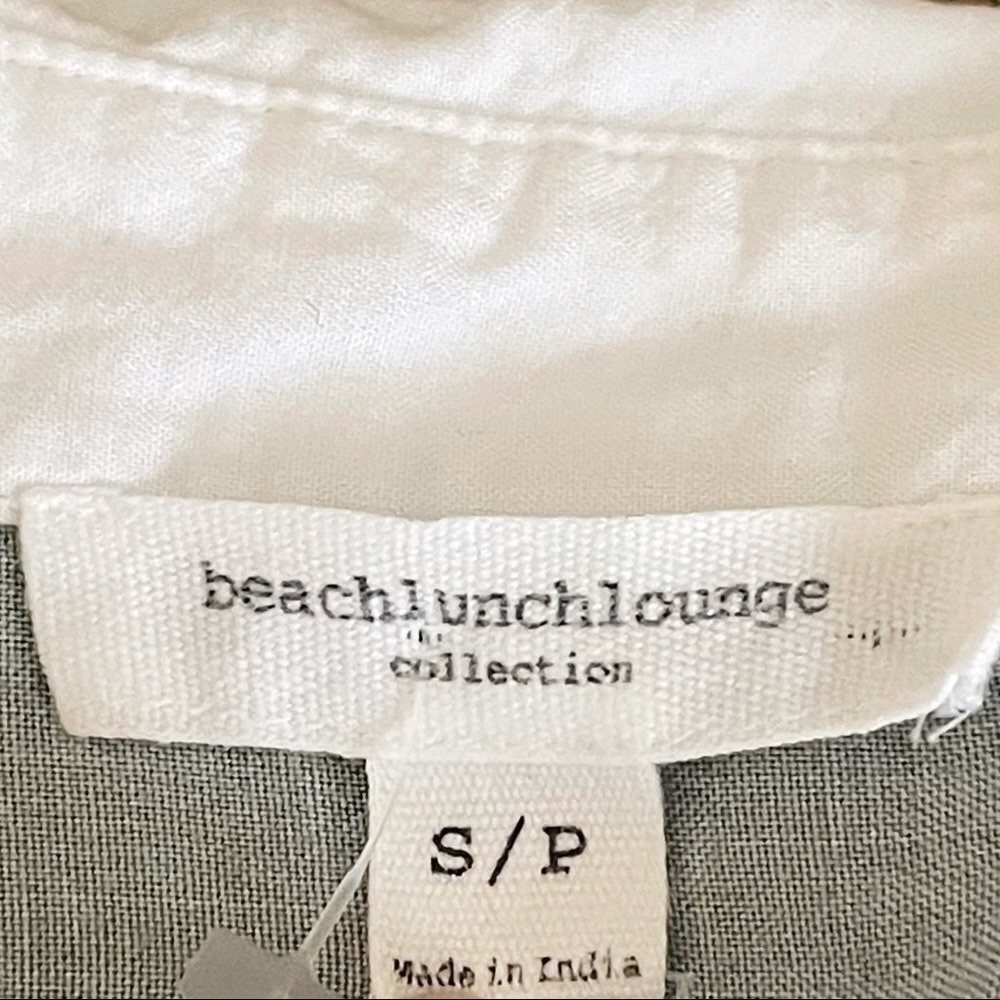 πΊ Beach Lunch Lounge Soft Chambray Sleeveless Stripe Mini Dress Size S - Picture 6 of 8